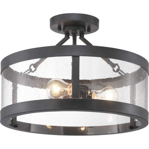 Progress Lighting - P350119-143 - Three Light Semi-Flush Convertible - Gresham - Graphite