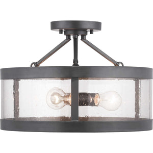 Progress Lighting - P350119-143 - Three Light Semi-Flush Convertible - Gresham - Graphite