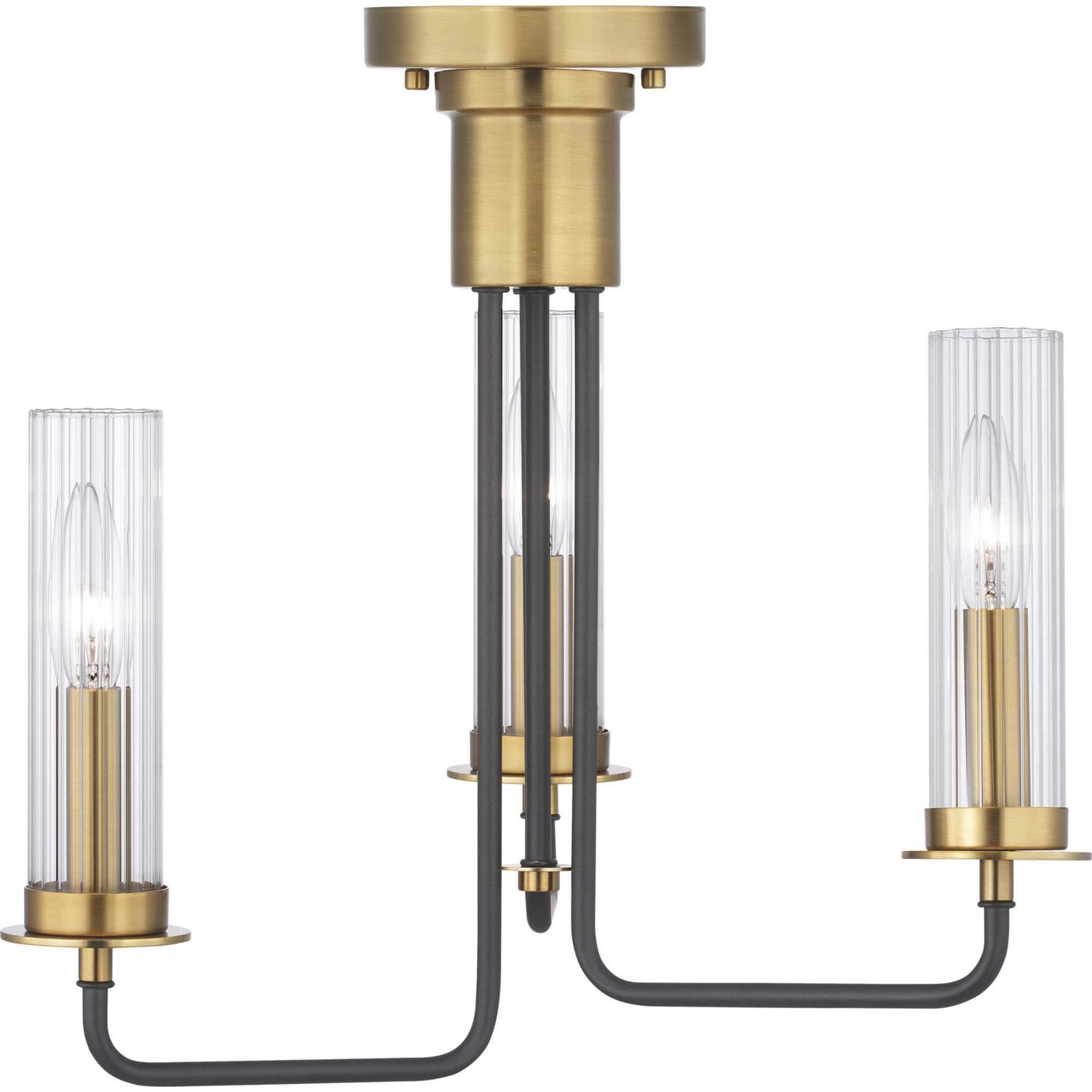 Progress Lighting - P350122-143 - Three Light Semi-Flush Convertible - Rainey - Graphite