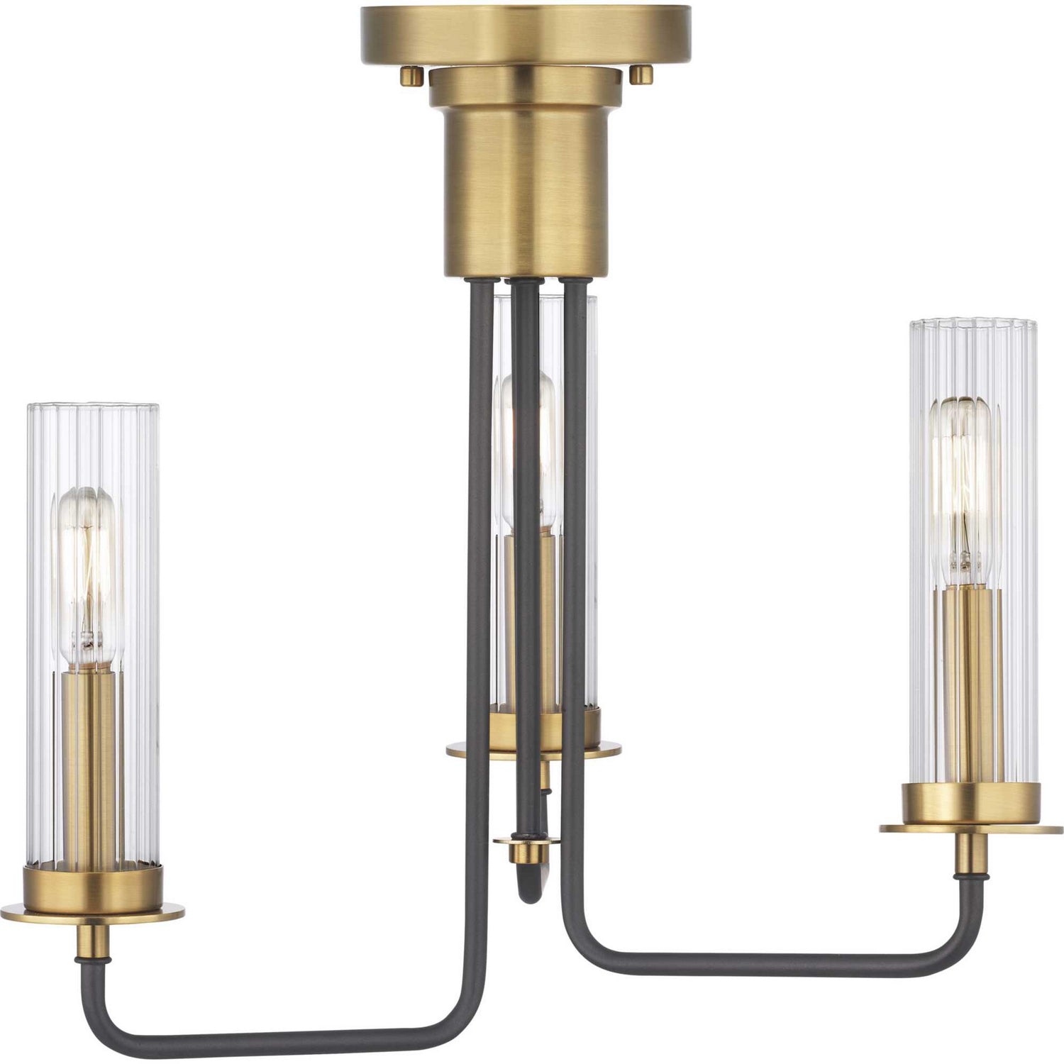 Progress Lighting - P350122-143 - Three Light Semi-Flush Convertible - Rainey - Graphite