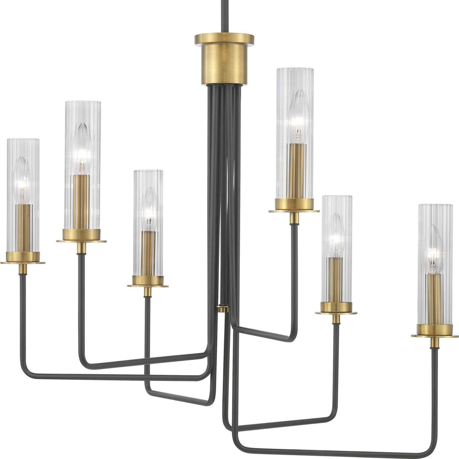 Progress Lighting - P400168-143 - Six Light Chandelier - Rainey - Graphite