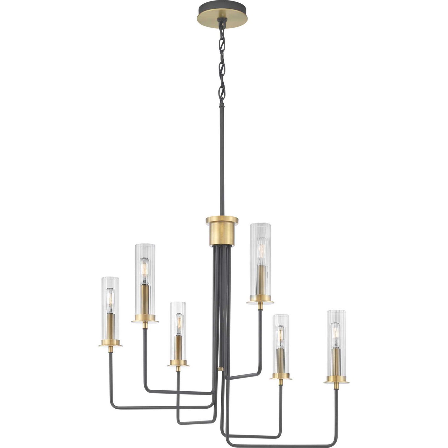 Progress Lighting - P400168-143 - Six Light Chandelier - Rainey - Graphite