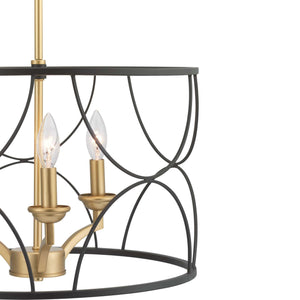 Progress Lighting - P400177-031 - Three Light Chandelier - Landree - Black