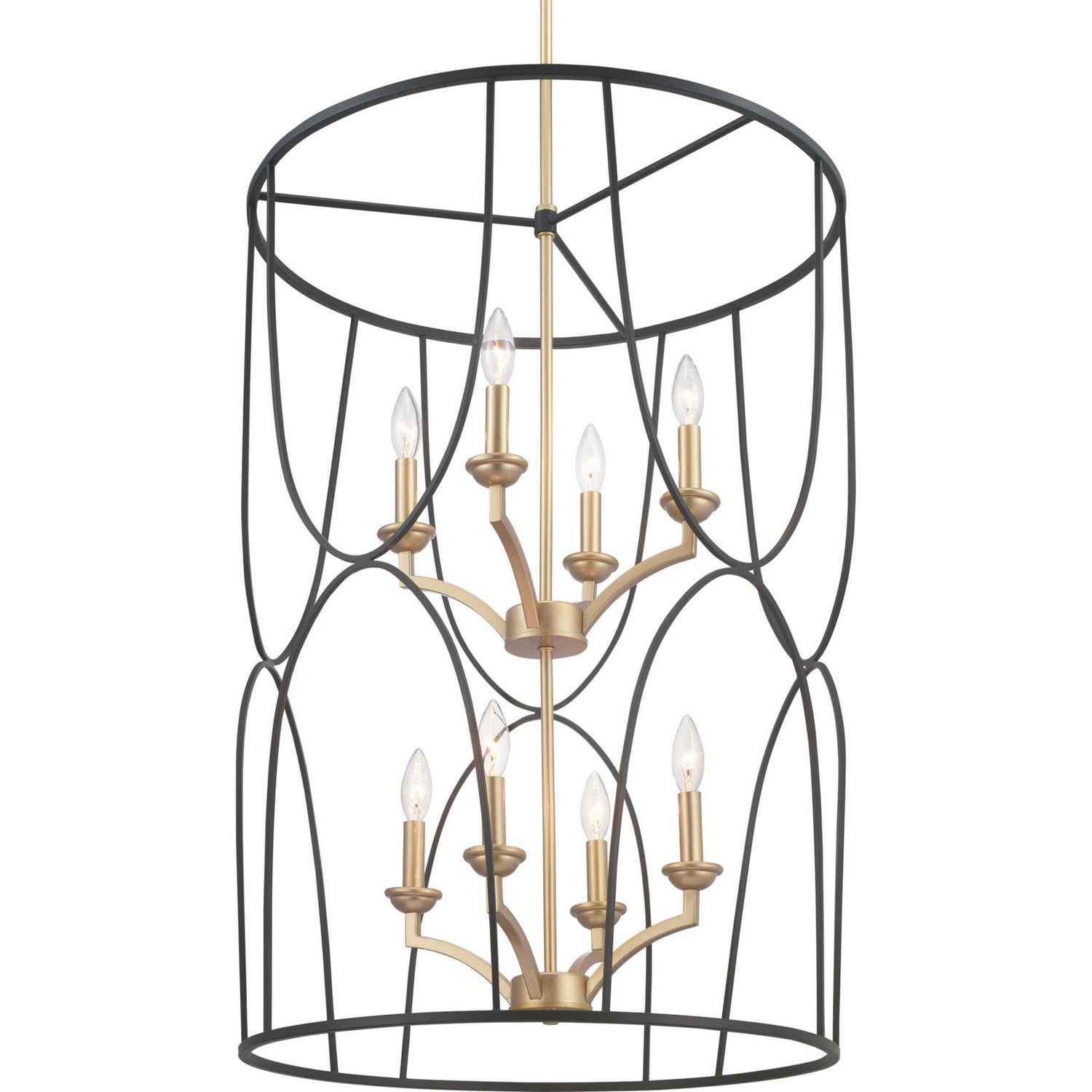 Progress Lighting - P500177-031 - Eight Light Foyer Pendant - Landree - Black