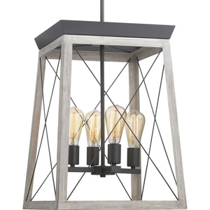 Progress Lighting - P500178-143 - Four Light Foyer Pendant - Briarwood - Graphite