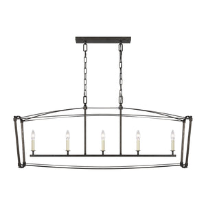 Visual Comfort Studio - F3326/5SMS - Five Light Linear Chandelier - Thayer - Smith Steel