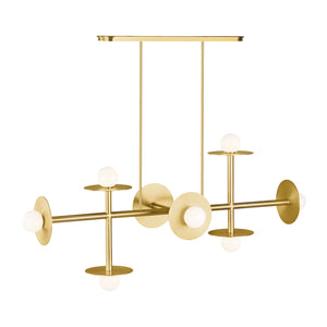 Visual Comfort Studio - KC1008BBS - Eight Light Linear Chandelier - Nodes - Burnished Brass