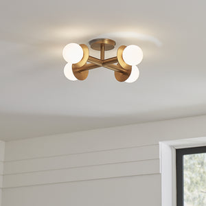 Visual Comfort Studio - KF1034BBS - Four Light Flush Mount - Nodes - Burnished Brass