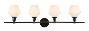 Elegant Lighting - LD2321BK - Four Light Wall Sconce - Gene - Black And Frosted White Glass