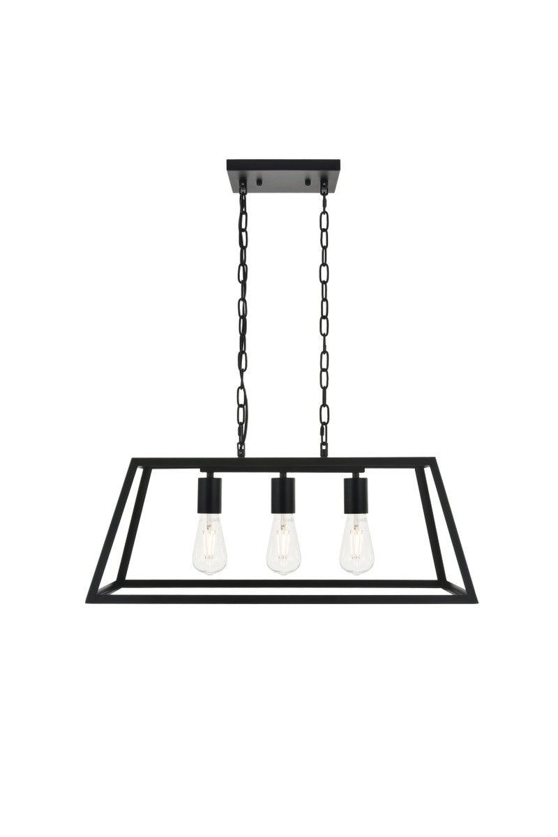 Elegant Lighting - LD4061D25BK - Three Light Pendant - Resolute - black