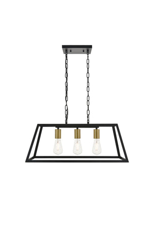 Elegant Lighting - LD4061D25BRB - Three Light Pendant - Resolute - Brass And Black