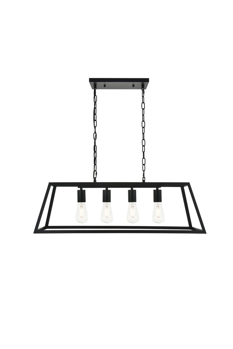 Elegant Lighting - LD4061D32BK - Four Light Pendant - Resolute - black