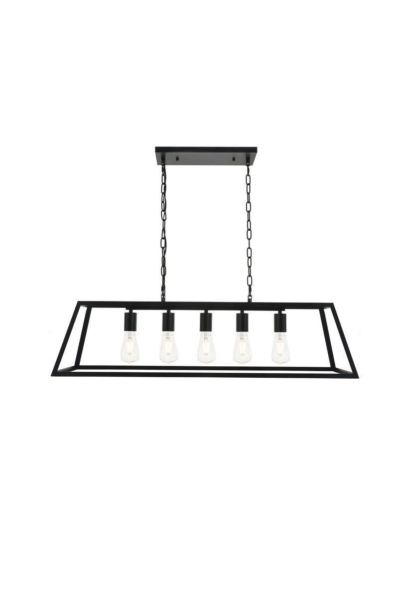 Elegant Lighting - LD4061D38BK - Five Light Pendant - Resolute - black