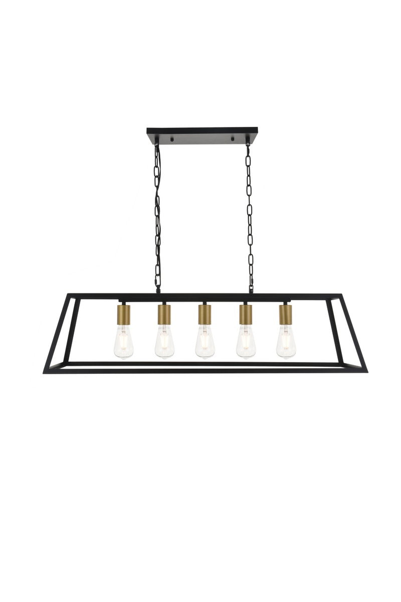 Elegant Lighting - LD4061D38BRB - Five Light Pendant - Resolute - brass and black
