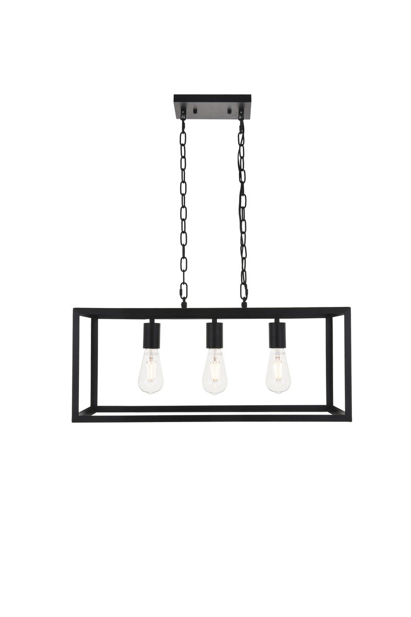 Elegant Lighting - LD4063D25BK - Three Light Pendant - Resolute - black