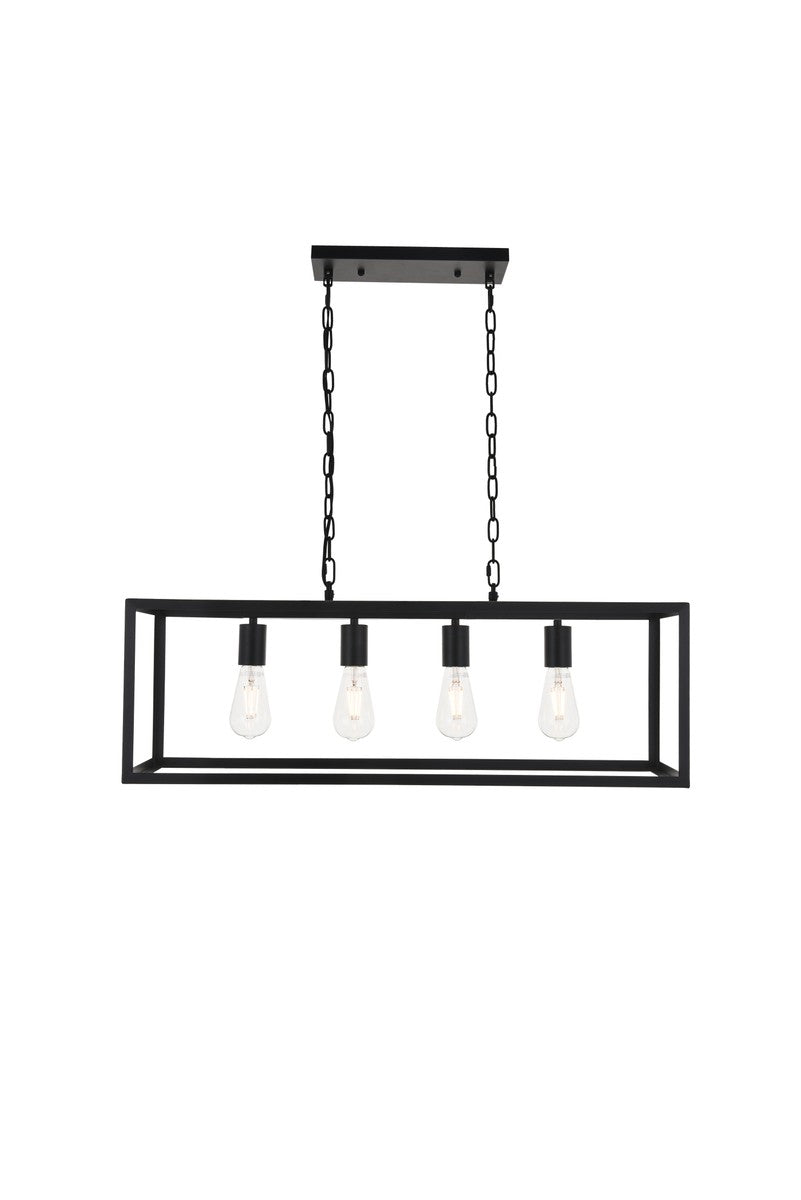 Elegant Lighting - LD4063D32BK - Four Light Pendant - Resolute - black