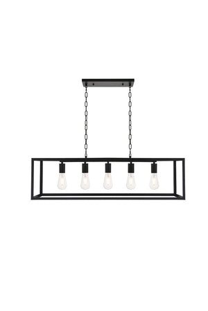 Elegant Lighting - LD4063D38BK - Five Light Pendant - Resolute - black