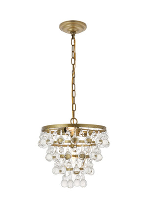 Elegant Lighting - LD5016D13BR - Three Light Pendant - Kora - Brass And Clear