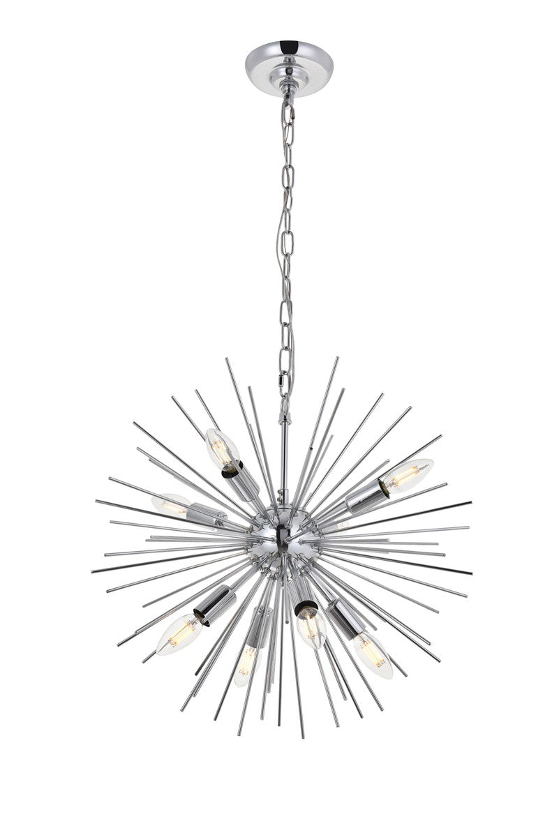 Elegant Lighting - LD5051D20C - Eight Light Pendant - Timber - Chrome