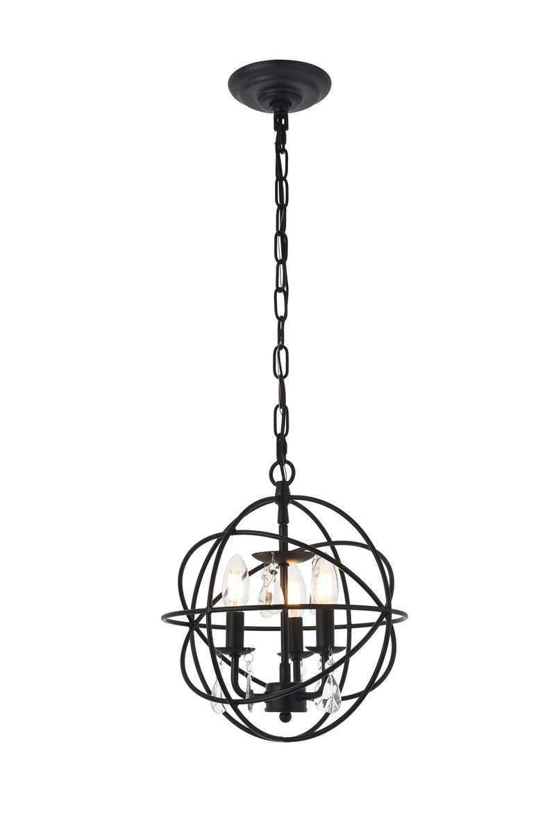 Elegant Lighting - LD5055D12MB - Three Light Pendant - Wallace - Matte Black And Clear