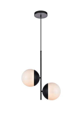 Elegant Lighting - LD6116BK - Two Light Pendant - Eclipse - Black And Frosted White