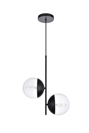 Elegant Lighting - LD6117BK - Two Light Pendant - Eclipse - Black And Clear