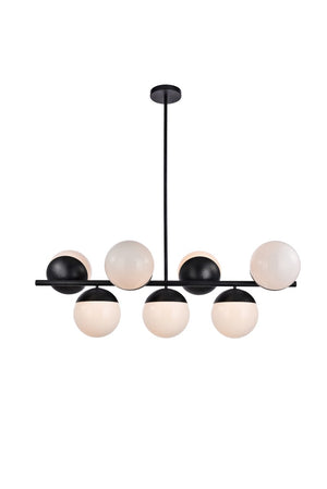 Elegant Lighting - LD6134BK - Seven Light Pendant - Eclipse - Black And Frosted White