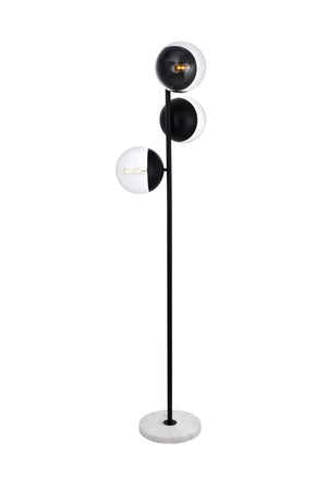 Elegant Lighting - LD6159BK - Three Light Floor Lamp - Eclipse - Black And Clear