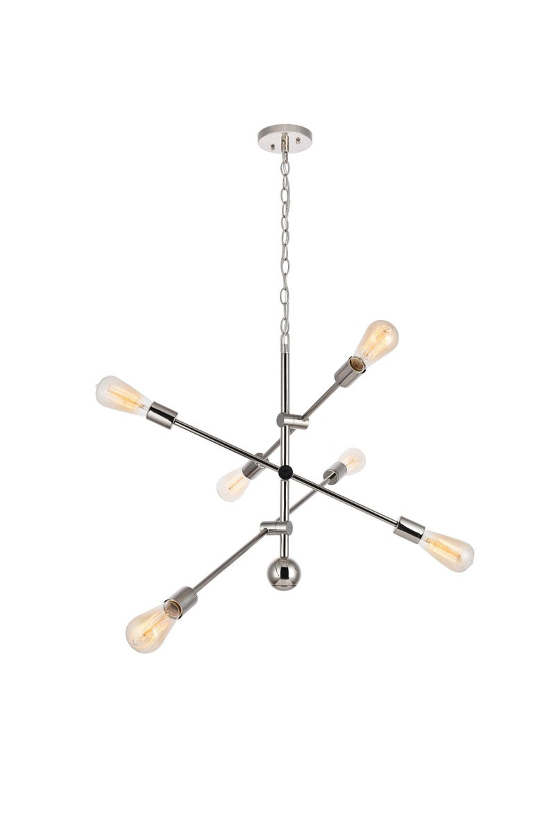 Elegant Lighting - LD8007D29PN - Six Light Pendant - Axel - Polished nickel