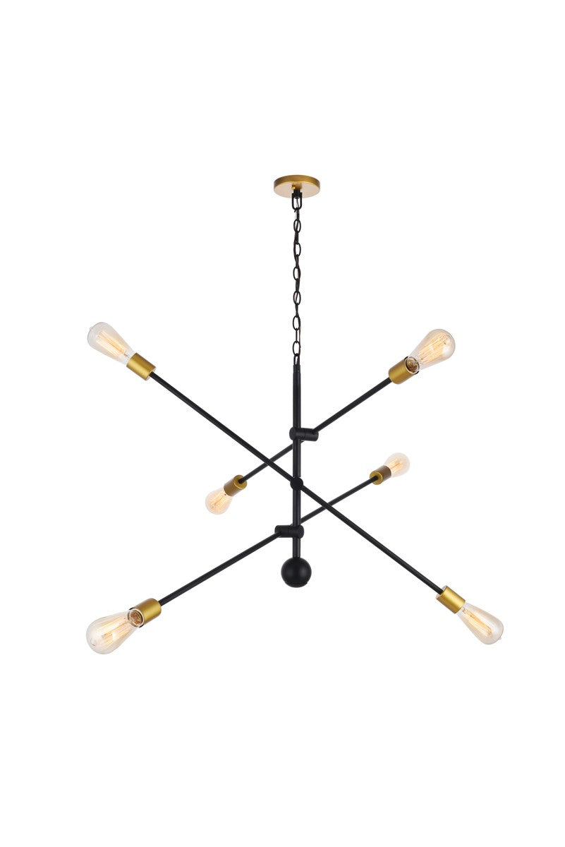 Elegant Lighting - LD8009D42BK - Six Light Pendant - Axel - Black And Brass