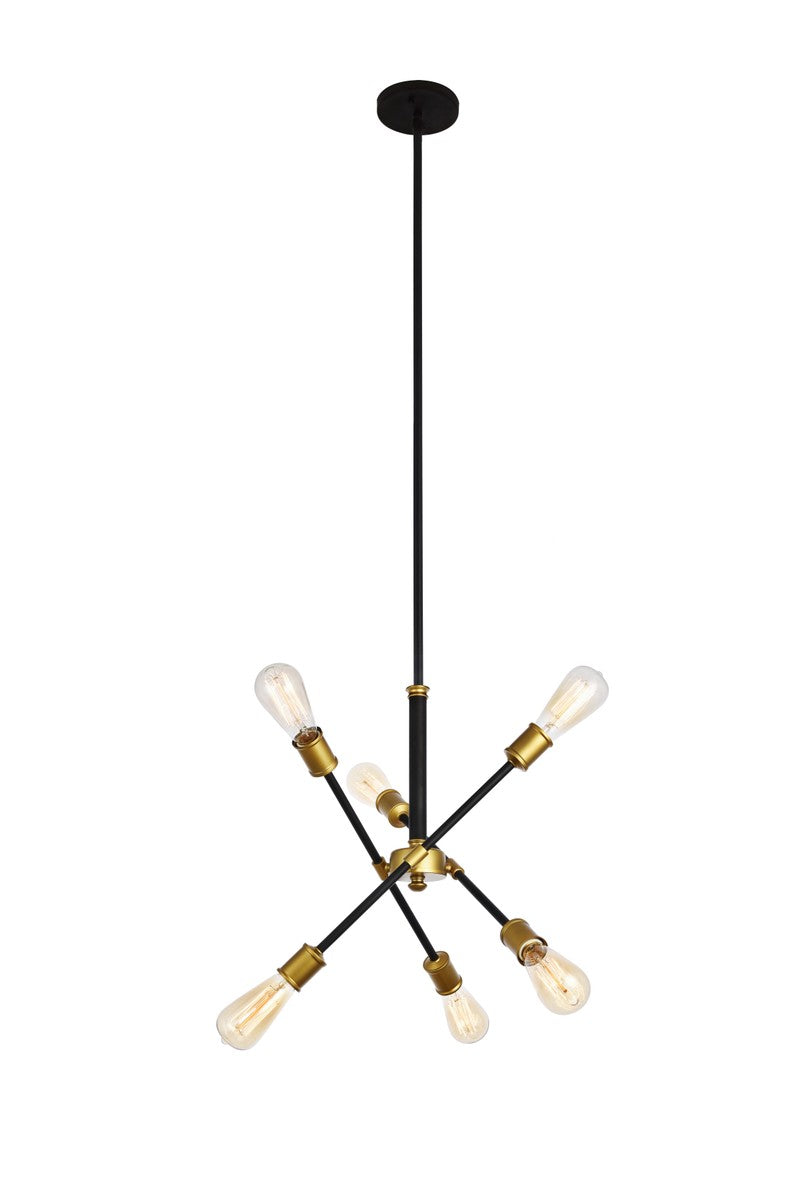 Elegant Lighting - LD8015D18BK - Six Light Pendant - Axel - Black and Brass