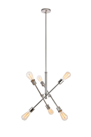Elegant Lighting - LD8016D18PN - Six Light Pendant - Axel - Polished nickel