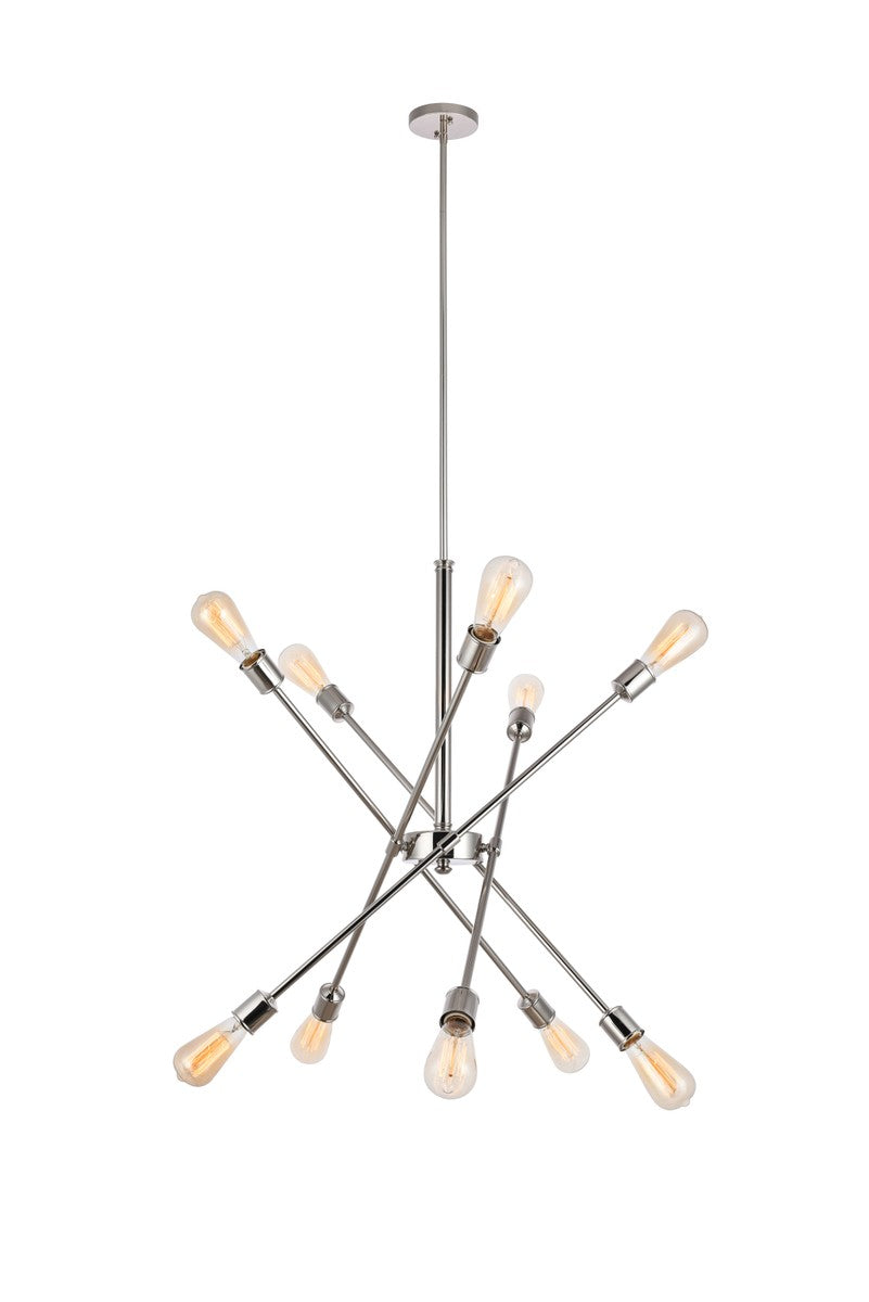 Elegant Lighting - LD8018D28PN - Ten Light Pendant - Axel - Polished nickel