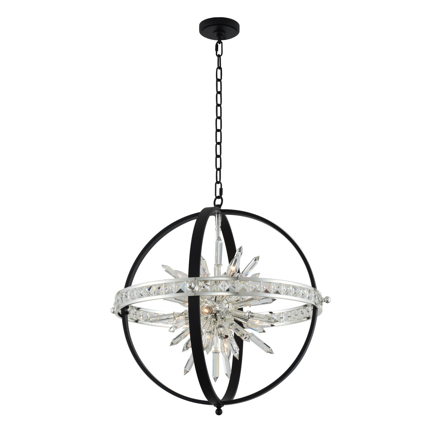 Allegri - 033651-050-FR001 - Ten Light Pendant - Angelo - Matte Black W/ Polished Silver