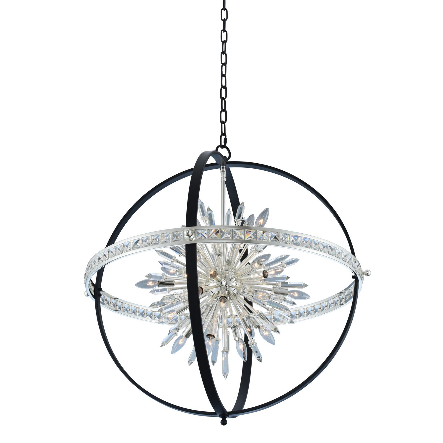 Allegri - 033652-050-FR001 - 24 Light Pendant - Angelo - Matte Black w/ Polished Silver