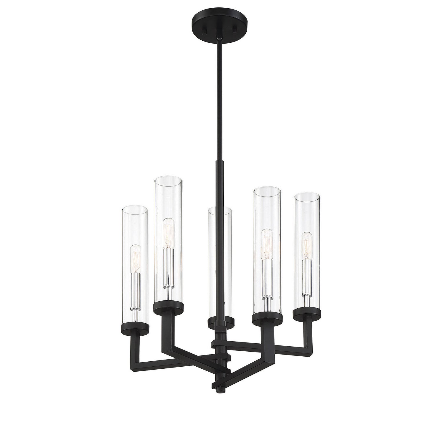 Savoy House - 1-2135-5-67 - Five Light Chandelier - Folsom - Matte Black with Polished Chrome Accents