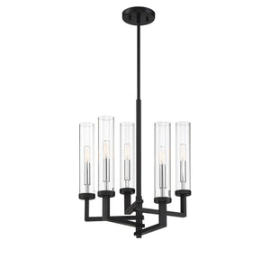 Savoy House - 1-2135-5-67 - Five Light Chandelier - Folsom - Matte Black with Polished Chrome Accents