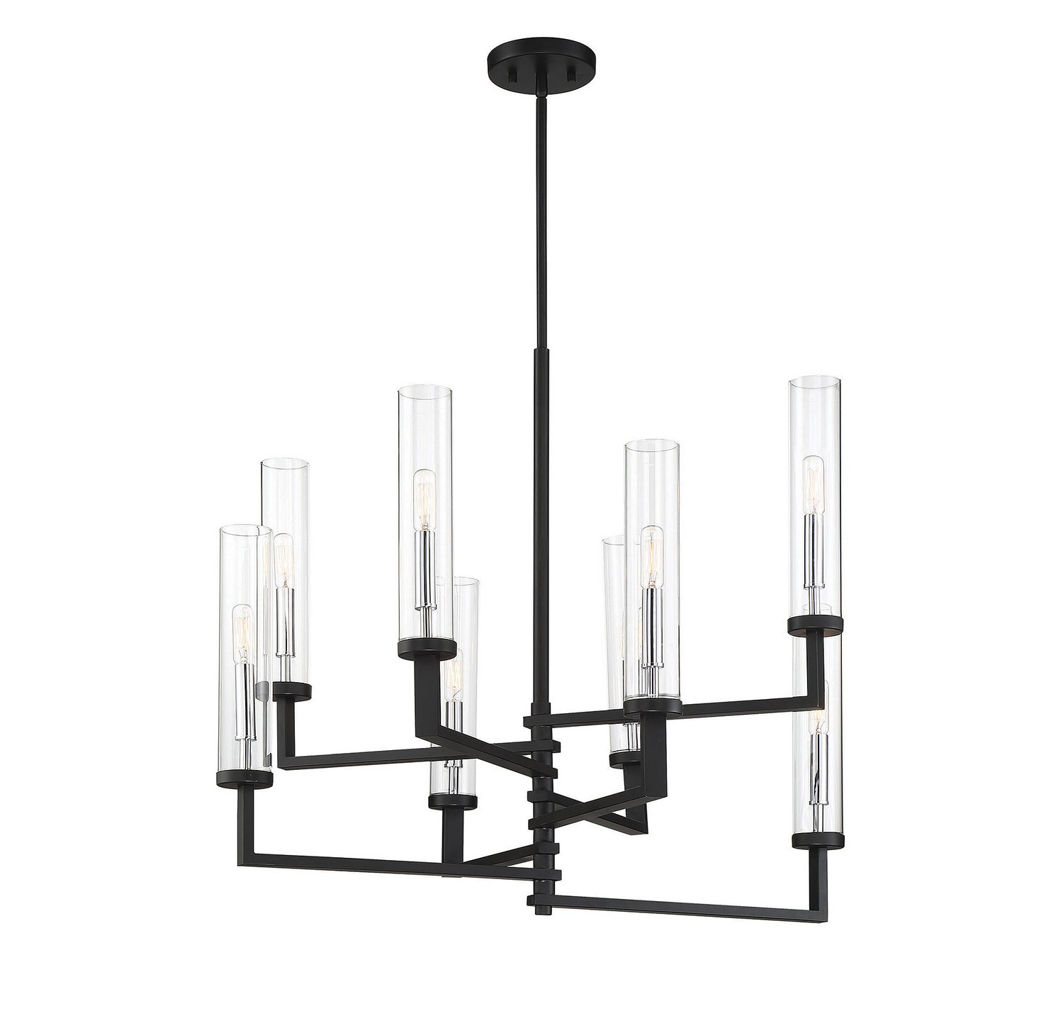 Savoy House - 1-2139-8-67 - Eight Light Chandelier - Folsom - Matte Black with Polished Chrome Accents