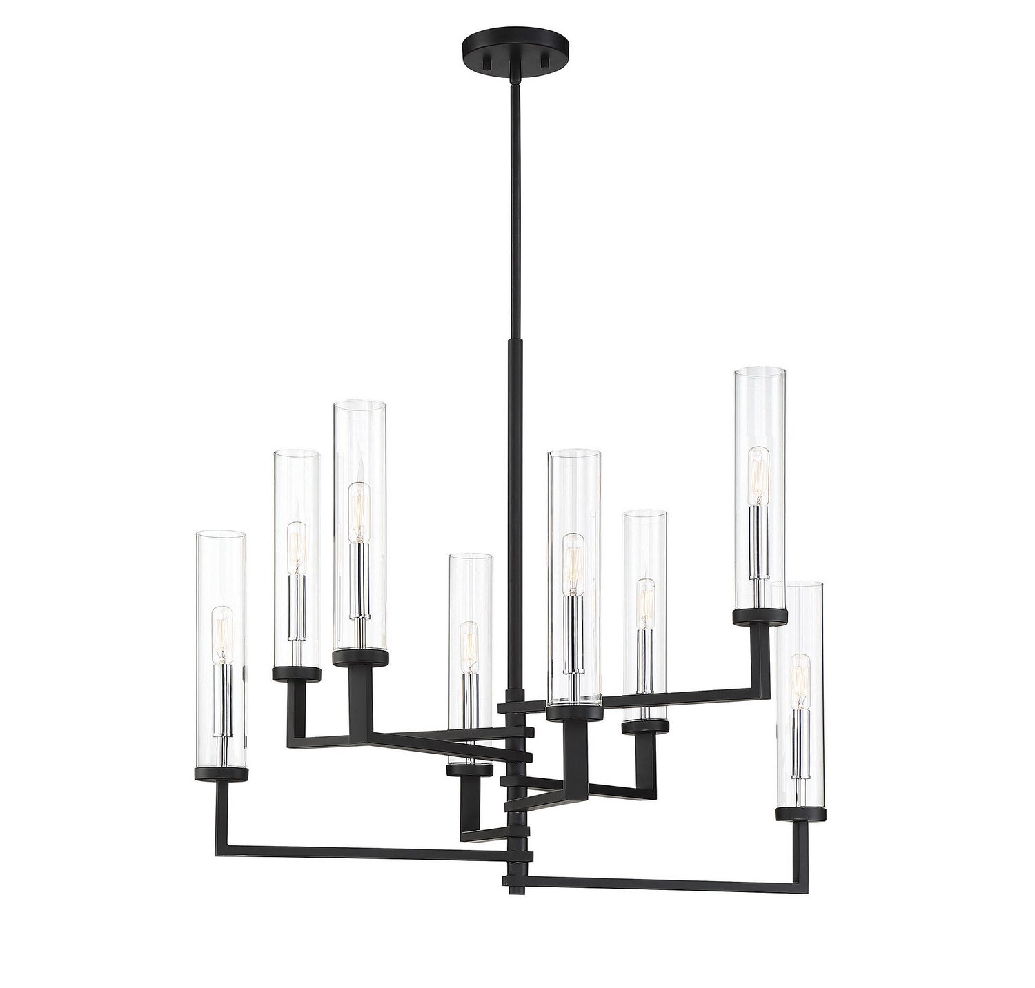 Savoy House - 1-2139-8-67 - Eight Light Chandelier - Folsom - Matte Black with Polished Chrome Accents