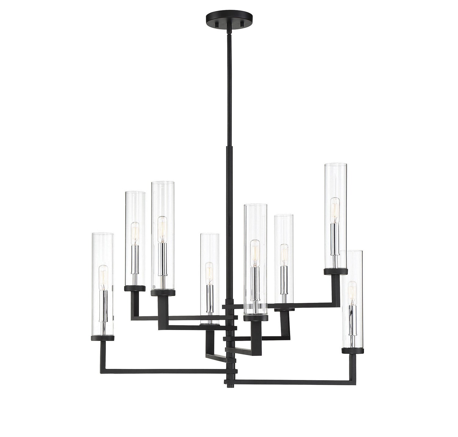 Savoy House - 1-2139-8-67 - Eight Light Chandelier - Folsom - Matte Black with Polished Chrome Accents