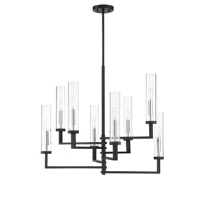 Savoy House - 1-2139-8-67 - Eight Light Chandelier - Folsom - Matte Black with Polished Chrome Accents