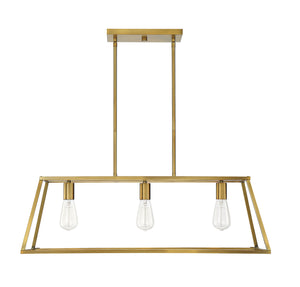 Savoy House - 1-326-3-322 - Three Light Linear Chandelier - Denton - Warm Brass