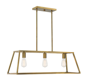 Savoy House - 1-326-3-322 - Three Light Linear Chandelier - Denton - Warm Brass