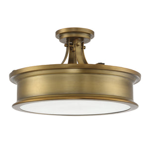 Savoy House - 6-134-3-322 - Three Light Semi-Flush Mount - Watkins - Warm Brass