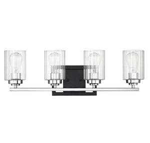 Savoy House - 8-2154-4-67 - Four Light Bath Bar - Redmond - Matte Black with Polished Chrome Accents