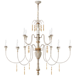 Visual Comfort Signature - JN 5014VW - 12 Light Chandelier - Fortuna - Vintage White and Gild