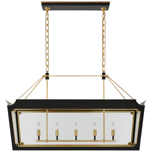 Visual Comfort Signature - JN 5023MBK/G-CG - Five Light Linear Lantern - Caddo - Matte Black and Gild