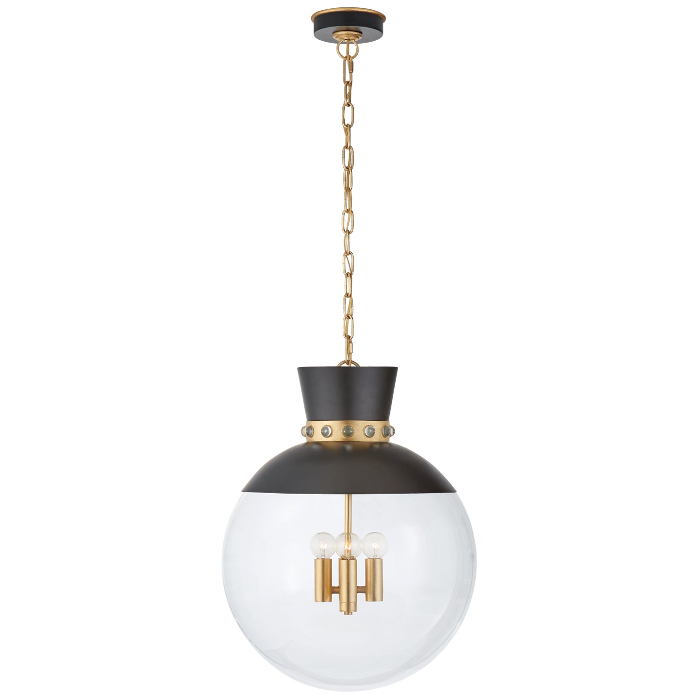 Visual Comfort Signature - JN 5052MBK/G-CG - Four Light Pendant - Lucia - Matte Black and Gild