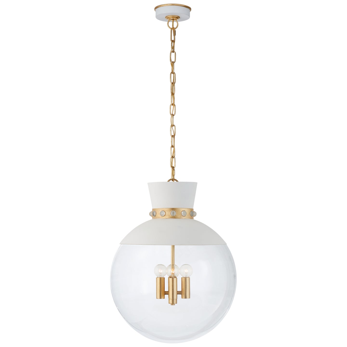 Visual Comfort Signature - JN 5052WHT/G-CG - Four Light Pendant - Lucia - White and Gild