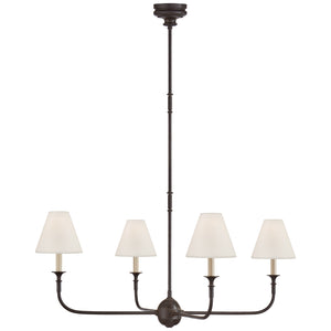 Visual Comfort Signature - TOB 5451AI/EBO-L - Four Light Chandelier - Piaf - Aged Iron and Ebonized Oak